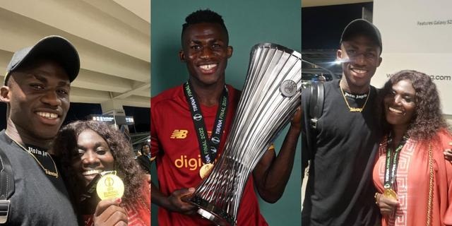 Afena-Gyan presents Europa Conference League champs' decoration to mum