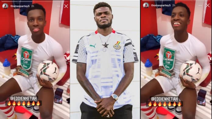 WATCH VIDEO : “You’re ready for Ghana” – Thomas Partey convinces Arsenal teammate Eddie Nketiah to play for Black Stars